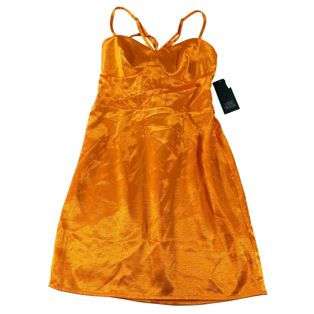 Wild Fable Women's Sleeveless Orange Satin Corset Bodycon Dress - Size XS - NWT